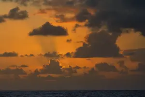 Deserted Evening Sky Prints: Sunset with clouds over the sea