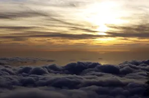 Prints of Sunset over the clouds, the sea at back, Atlantic Ocean, Madeira, Portugal, Europe Aerial View Prints: Madeira Atlantic Ocean Sunset Print, Portugal Europe
