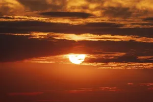 Overcast Sky Photography Prints: Sunset with Cloudy Sky Germany