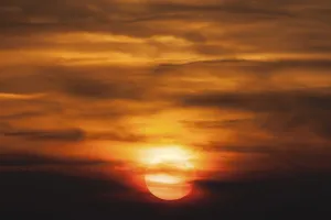Overcast Sky Photography Prints: Sunset with Cloudy Sky Germany