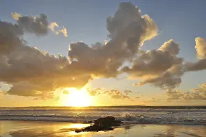 Cloudy Sky Reflections Prints: Sunset and cloudy sky with reflection on the Atlantic