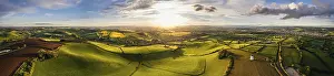 Northern Europe Evening Sky Prints: Sunset over Devon Windmill from a drone