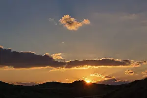 Blue Sky Weather Forecast Europe Prints: Sunset behind dunes, spring clouds
