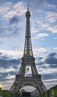 Paris Skyline Prints: Sunset behind the Eiffel Tower