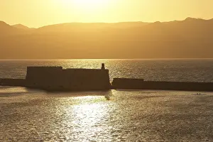 Venetian Sea Fortress Prints: Sunset, evening light, backlight