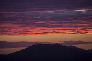 Deserted Spanish Landscape Prints: Sunset, evening sky with red clouds