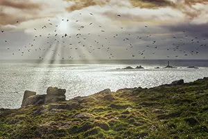 United Kingdom Coastal Scene Prints: Sunset over Lands End in Cornwall