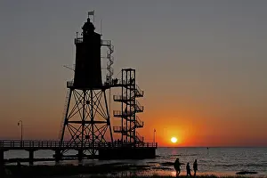 Evening Light In Germany Prints: Sunset, lighthouse Obereversand