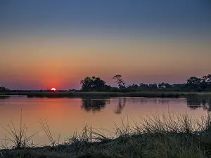 Africa Travel Photography Prints: Sunset in Okavango Delta, Botswana