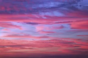 Evening Sky Europe Prints: Sunset, red clouds in the blue sky