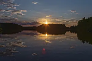 Prints of Sunset, reflection in the lake, Linnansaari, Finland Lake Prints: Sunset, Reflection in the Lake Print - Linnansaari, Finland