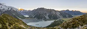 Sunset In New Zealand Prints: Sunset, Reflection in Mountain Lake