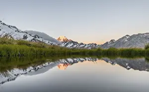 Blue Sky Mountain Range Photo Prints: Sunset, Reflection in Mountain Lake