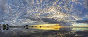 Evening Light Reflections Prints: Sunset, sandy beach, water reflection
