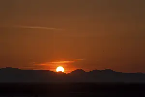 German Uplands Photography Prints: Sunset with the Vosges Mountains in backlight