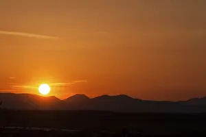 Sunset In Southern Germany Prints: Sunset with the Vosges Mountains in backlight
