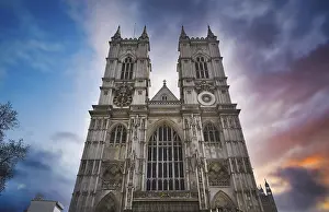 Westminster Abbey Exterior Prints: Sunset over Westminster Abbey in London