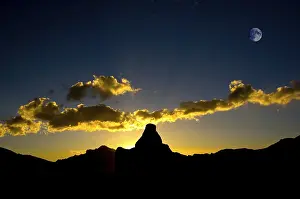 Deserted Evening Landscape Prints: Sunsetting over the hills