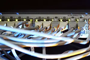 Data Transmission Network Prints: Supercomputer with cables and lamps