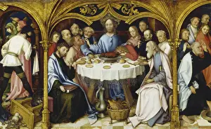 Prints of The Last Supper, created in 1501, is the central panel of the predella of the Frankfurt Dominican altar, painting shows Jesus Christ in the circle of his twelve apostles at their last meal together Hans Holbein The Elder Prints: The Last Supper Print by Hans Holbein the Elder (1501)