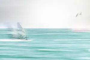 Lake Garda Italy Prints: Surfer as a pull-along, artistically worked