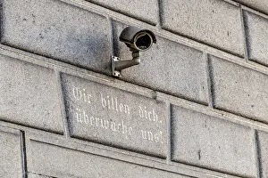 Surveillance Camera Prints: Surveillance camera on a building