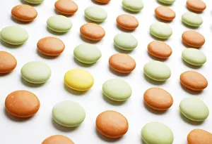 Empty Grocery Shelf Prints: Sweets pills contrast difference