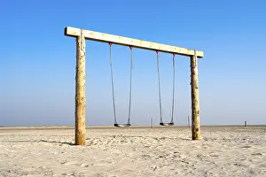 Empty Sandy Beach Prints: Swing at the beach