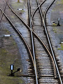 Deserted Railway Track Prints: Switch on the rails of a railway