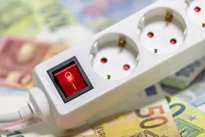 Electricity Supply Prints: Switchable socket strip, euro banknotes