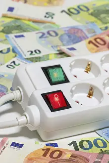 Electricity Supply Prints: Switchable socket strips, euro banknotes