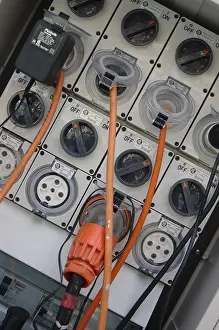 Power Industry Equipment Prints: Switchboard with multitudes of single and three phase sockets