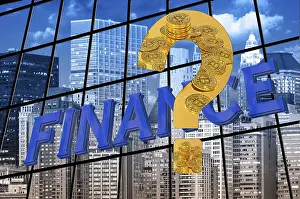 Environmental Protection Industry Prints: Symbol image, Bitcoin on question mark