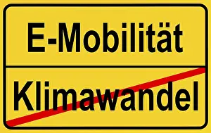 Environmental Protection Sign Prints: Symbol image Combating climate change through e-mobility