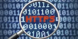 Electronic Data Protection Prints: A symbolic illustration on the topic communication protocol HTTPS