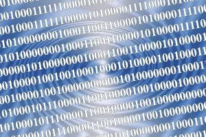 Electronic Data Storage Prints: Symbolic picture - binary code and data processing code