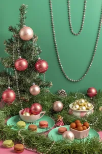 Christmas Tree Still Life Prints: Table scene with small Christmas tree
