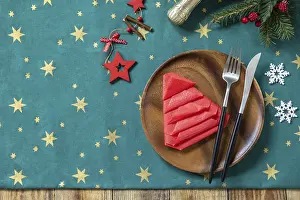 Christmas Dinner Table Setting Prints: Table setting for Christmas dinner
