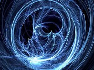 No People Abstract Art Prints: Tangled glowing threads - abstract computer generated background