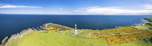 British Lighthouses From Above Prints: Tarbat Ness Lighthouse from a drone