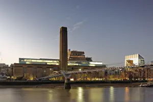 Deserted Museum Building Prints: Tate Gallery and Modern Millenium Bridge