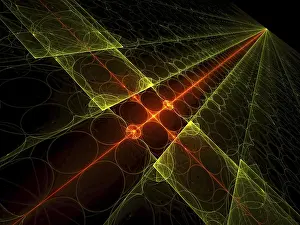 Computer Generated Picture Prints: Tech background: glowing surface located on the diagonal