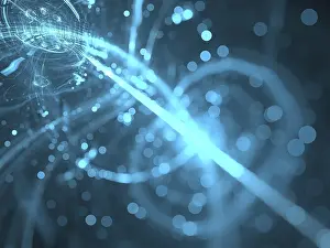 Digital Abstract Illustration Prints: Abstract Tech Print with Bokeh Blur Background