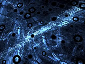 Fractal Art Design Prints: Technology or sci-fi background - abstract computer-generated image