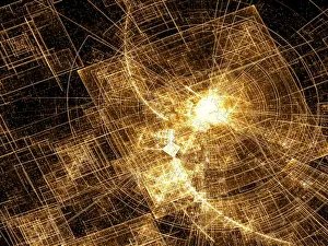 Space Background Prints: Technology or space theme background - abstract computer-generated image