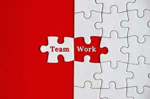 Teamwork Concept Prints: Text on missing jigsaw puzzle - Team Work