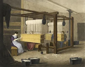 Industrial Plant Illustration Prints: Textile industry, The processing of cotton around 1840