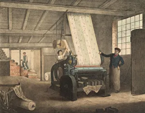 Black And White Industrial Scene Prints: Textile industry, The processing of cotton around 1840