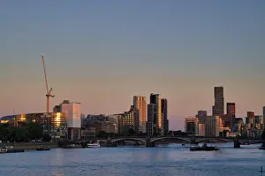 London Skyline Prints: Thames, behind Waterloo Bridge