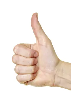Thumbs Up Gesture Prints: Thumbs up against a white background